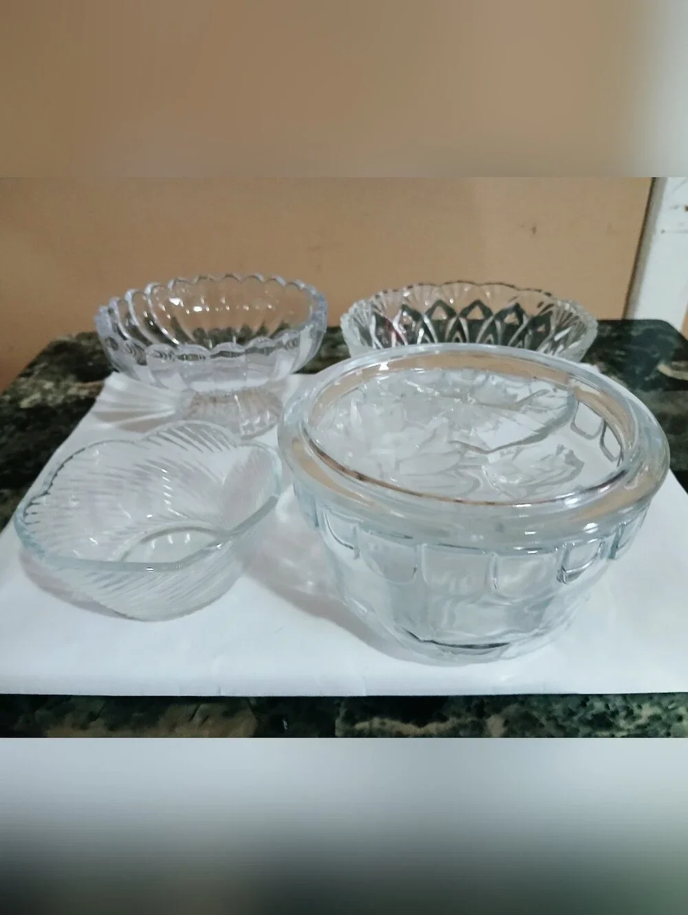 Vintage Clear Glass Small Bowls Set